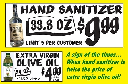 sanitizer vs. olive oil