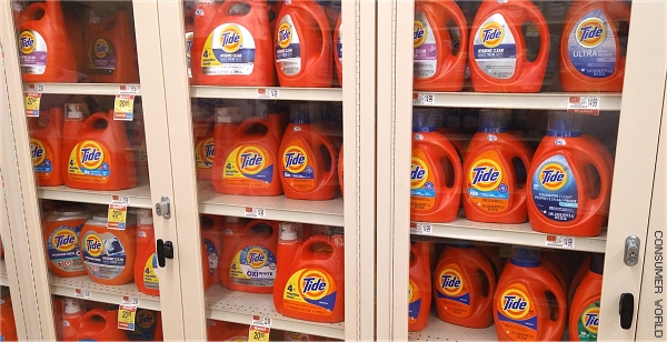 Tide in locked display cases